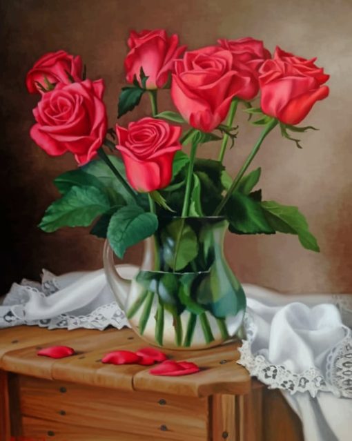 Roses Vase paint by numbers