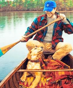 A Man Enjoying His Time With His Puppy paint by numbers