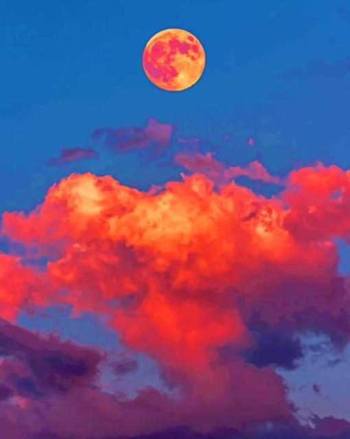 Aesthetic Moon With Clouds paint by numbers