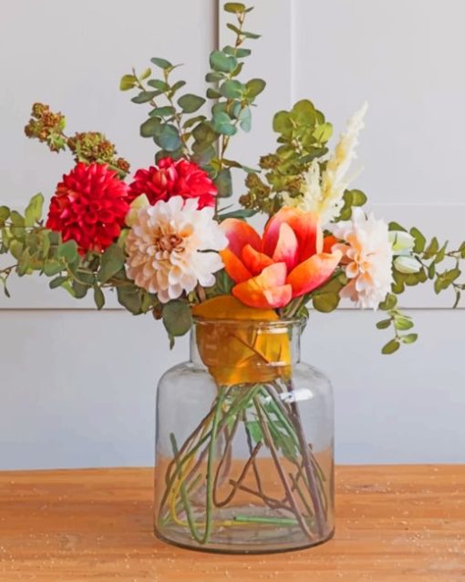 Aesthetic Flowers And Glass Vase Paint by numbers