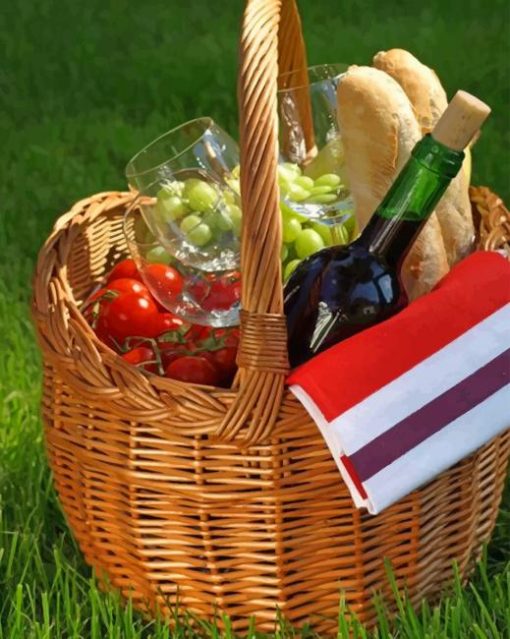 Aesthetic French Picnic Basket paint by numbers