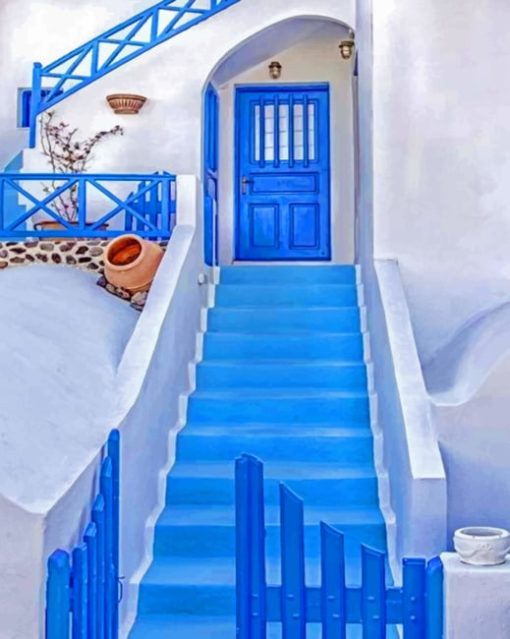 Aesthetic House In Santorini Paint by numbers