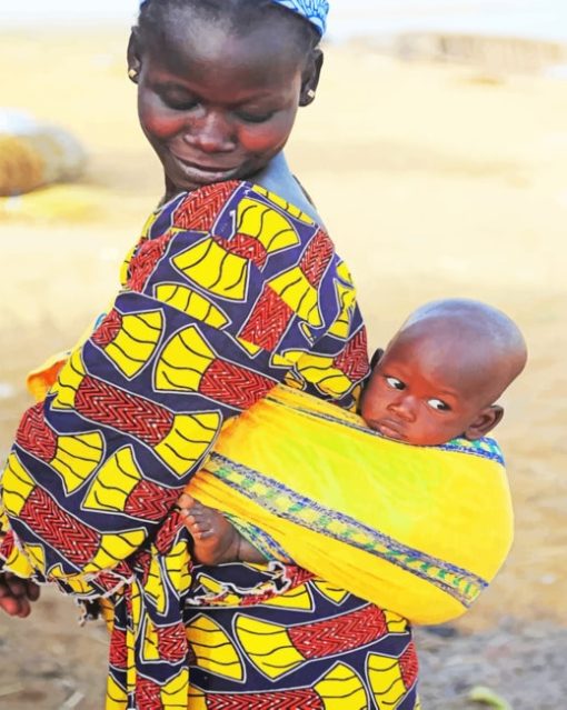 African Lady With Child paint by numbers