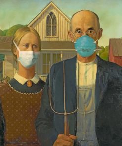 American Gothic With Masks Paint by numbers