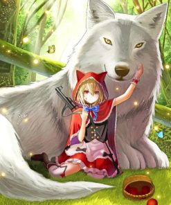 Anime Girl And Big Wolf paint by numbers