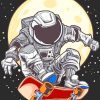 Astronaut Skateboard paint by numbers