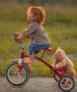 Baby Cyclist With His Teddy Bear paint by numbers