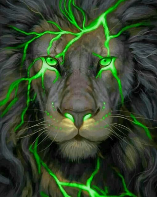 Black And Green Lion Paint by numbers