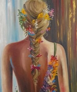 Blond Woman Wearing Colorful Flowers paint by numbers