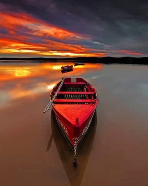 Boat In Sunset paint by numbers