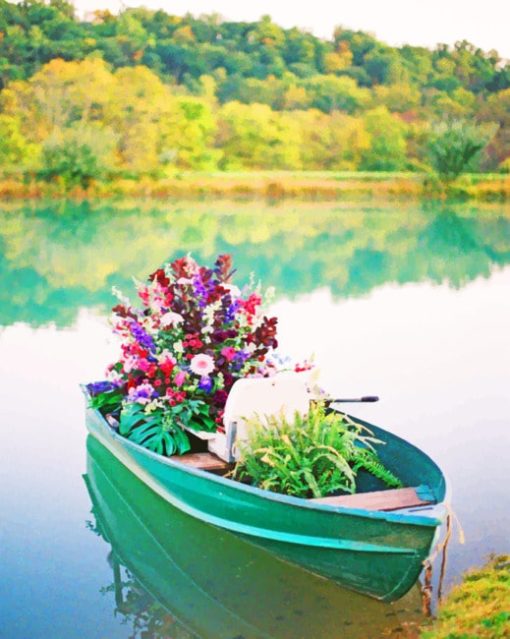 Boat With Flowers paint by numbers