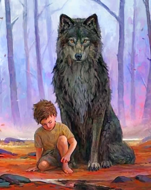 Boy And Wolf Paint by numbers