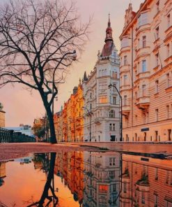 Buildings Water Reflection Paint by numbers