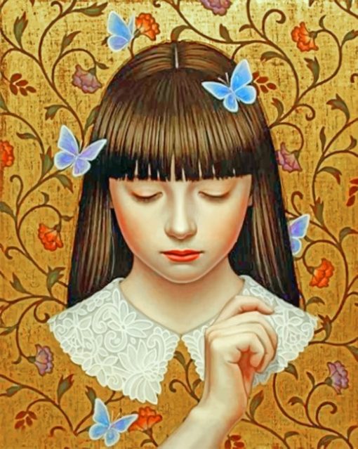 Butterflies Girl Paint by numbers