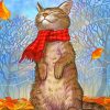 Cat In Autumn Season Paint by numbers