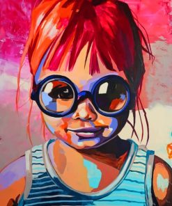 Colorful Little girl Wearing Glasses Paint by numbers