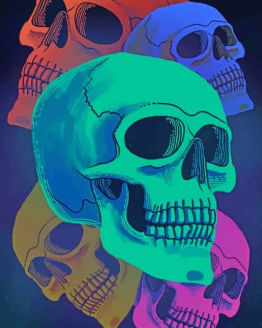 Colorful Skulls paint by numbers