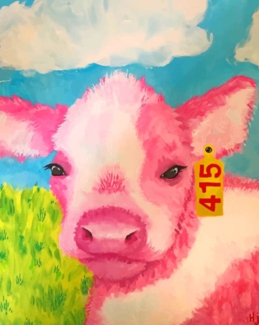 Cute Pink Cow paint by numbers