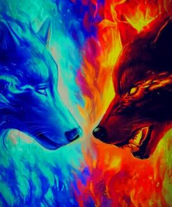 Fire And Ice Wolves paint by numbers