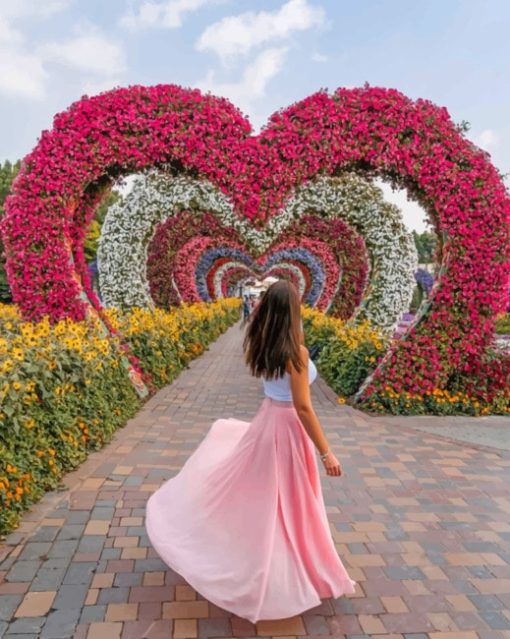 Girl In A Flowers Heart Shape Paint by numbers