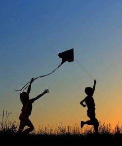 Kids Playing Silhouette paint by numbers