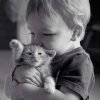 Little Boy Hugging His Kitty Paint by numbers