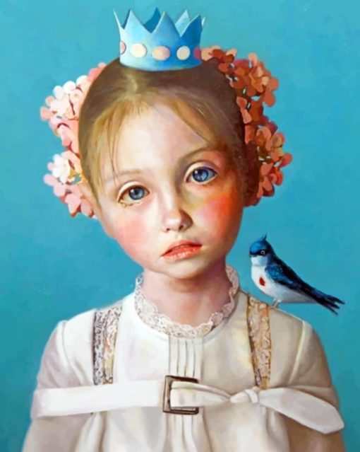 Little Girl And Bird paint by numbers