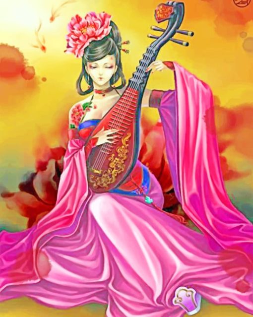 Musician Asian Woman paint by numbers