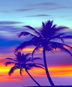 Palm Tree Purple Sunset paint by numbers