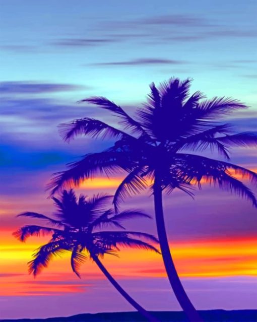 Palm Tree Purple Sunset paint by numbers