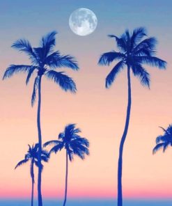 Palm Trees With Moon paint by numbers