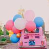 Pink Car With Colorful Balloons paint by numbers