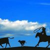 Rancher Roping Cattle Silhouette Paint by numbers