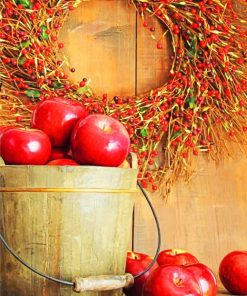 Red Apples In Basket paint by numbers