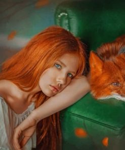 Red Hair Woman With Fox paint by numbers