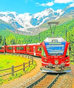 Train Scenery Switzerland paint by numbers