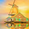 Windmill Water Reflection Paint by numbers