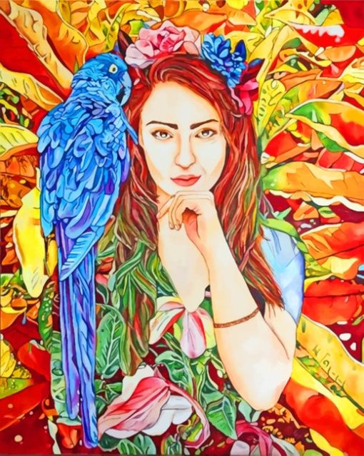 Woman And Parrot paint by numbers