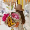 Woman Holding Bouquets Of Flowers Paint by numbers