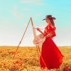 Woman Painting In A Filed Of Flowers paint by numbers