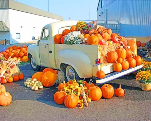 A Truckload Of Pumpkins Paint by numbers