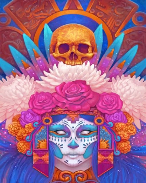 Aesthetic Sugar Skull paint by numbers