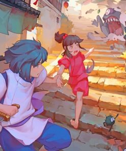 Chihiro And Haru Running paint by numbers