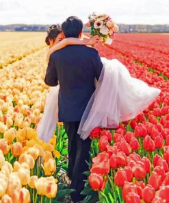 Couple In A Field Of Flowers Paint by numbers