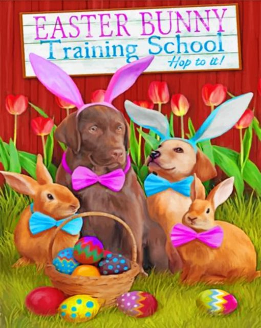 Easter Bunny Training School Paint by numbers