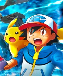 Pokemon Ash And Pikachu paint by numbers