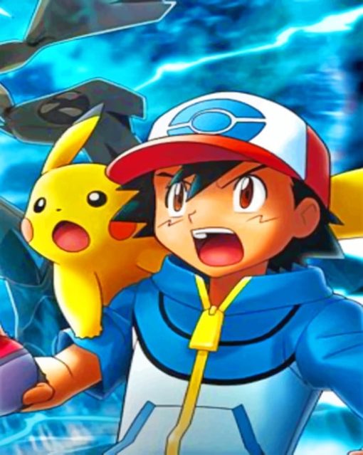 Pokemon Ash And Pikachu paint by numbers