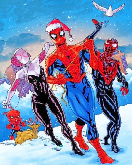 Spider Man In Winter paint by number