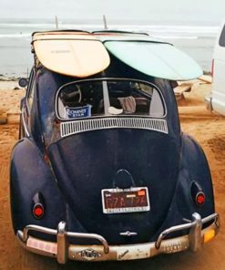 Vintage Black Car And Surfboard paint by numbers