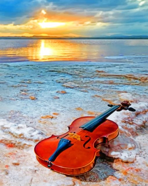 Violin On The Beach Paint by numbers